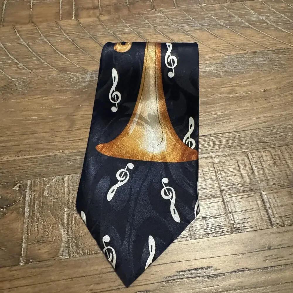 Steven Harris Tie Necktie Trumpet Navy Blue Band Teacher Orchestra Neck Tie